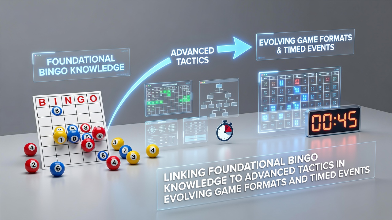 Digital bingo interface displaying evolving patterns and countdown timers during a multi-format promotional event