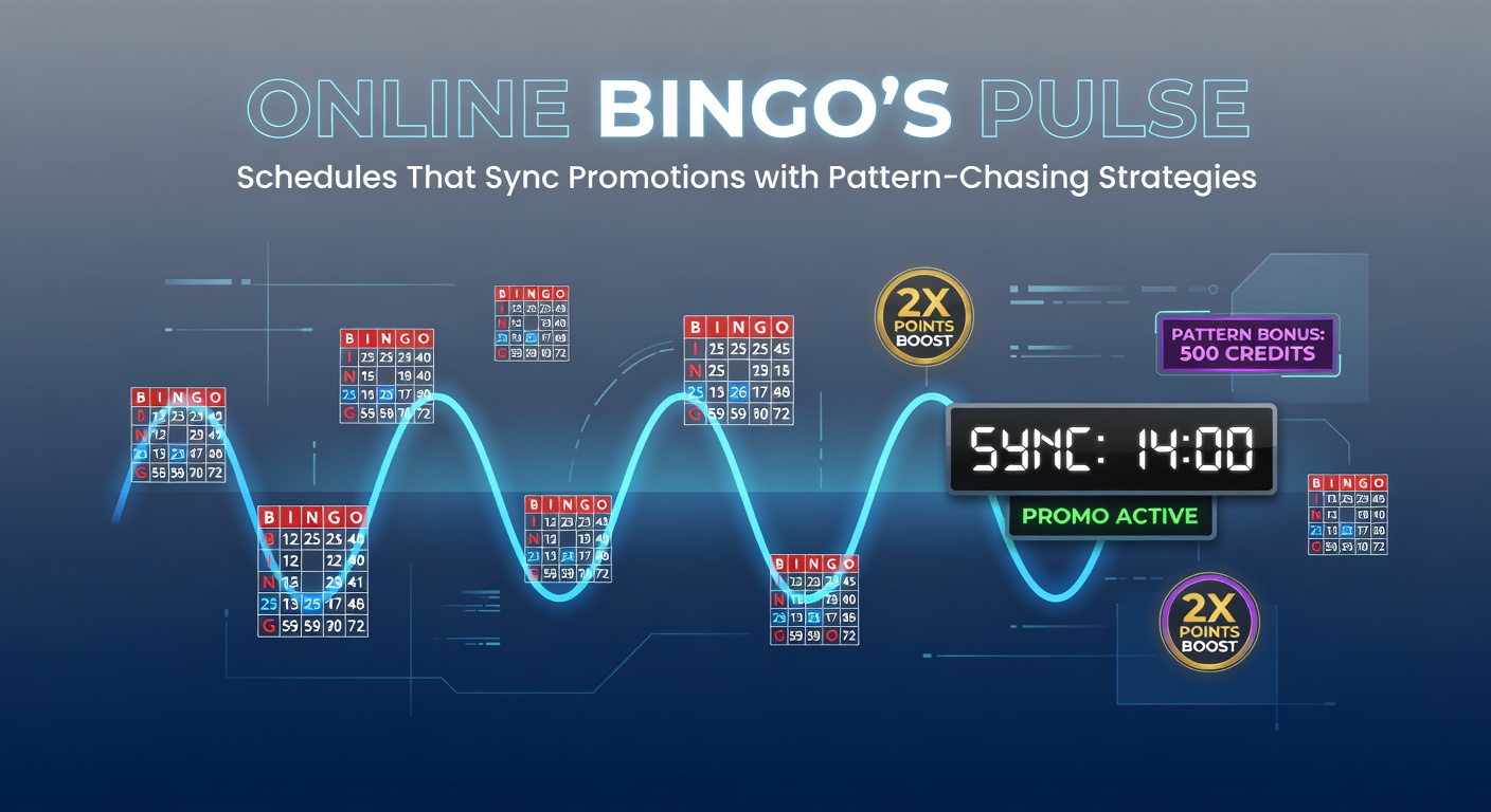 Vibrant online bingo interface showing synchronized game schedules, promotional banners, and highlighted winning patterns like lines and full houses